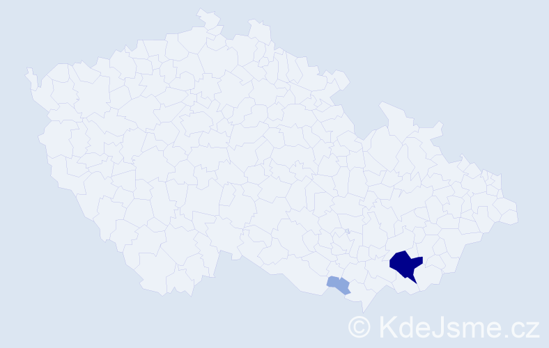 Příjmení: 'Volas', počet výskytů 8 v celé ČR