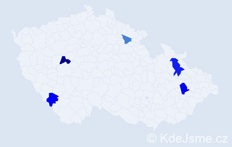 Příjmení: 'Kubiak', počet výskytů 8 v celé ČR