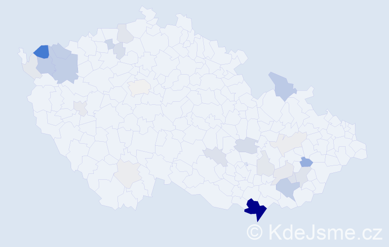 Příjmení: 'Prajka', počet výskytů 86 v celé ČR