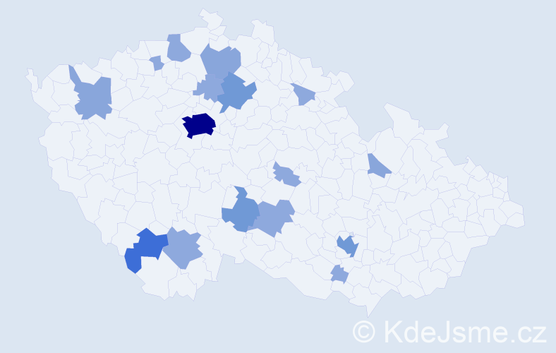 Příjmení: 'Cabajová', počet výskytů 37 v celé ČR