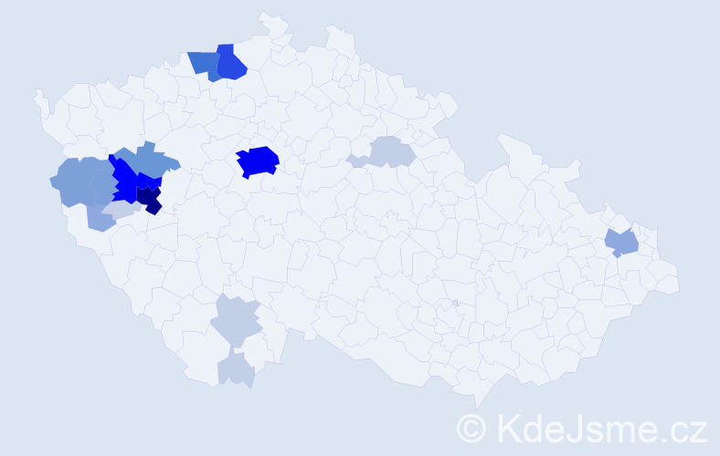 Příjmení: 'Bebr', počet výskytů 59 v celé ČR