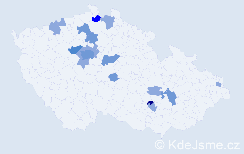 Příjmení: 'Mišovicová', počet výskytů 33 v celé ČR
