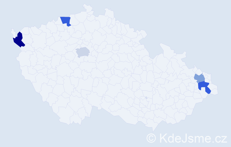 Příjmení: 'Dau', počet výskytů 5 v celé ČR