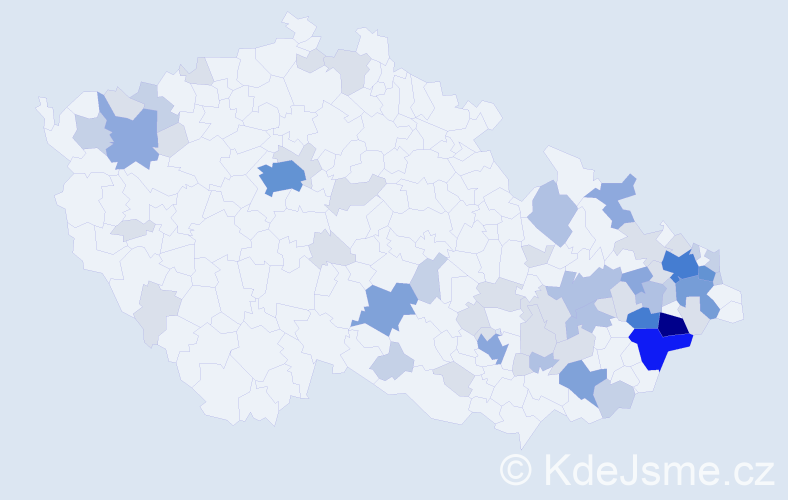 Příjmení: 'Vráblová', počet výskytů 177 v celé ČR