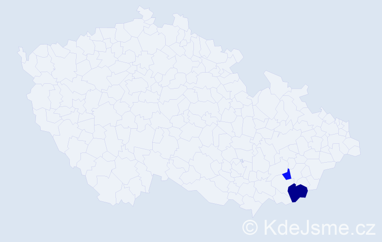 Příjmení: 'Slačáková', počet výskytů 6 v celé ČR