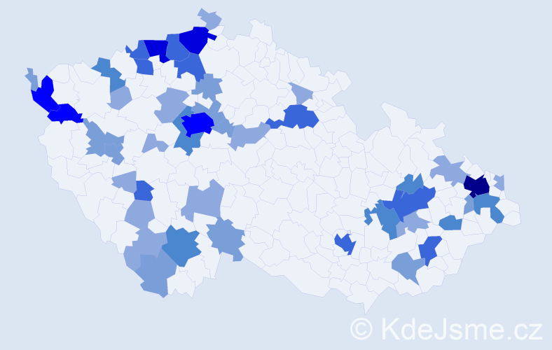 Příjmení: 'Ďurčová', počet výskytů 125 v celé ČR