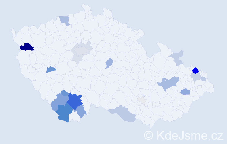 Příjmení: 'Placek', počet výskytů 68 v celé ČR