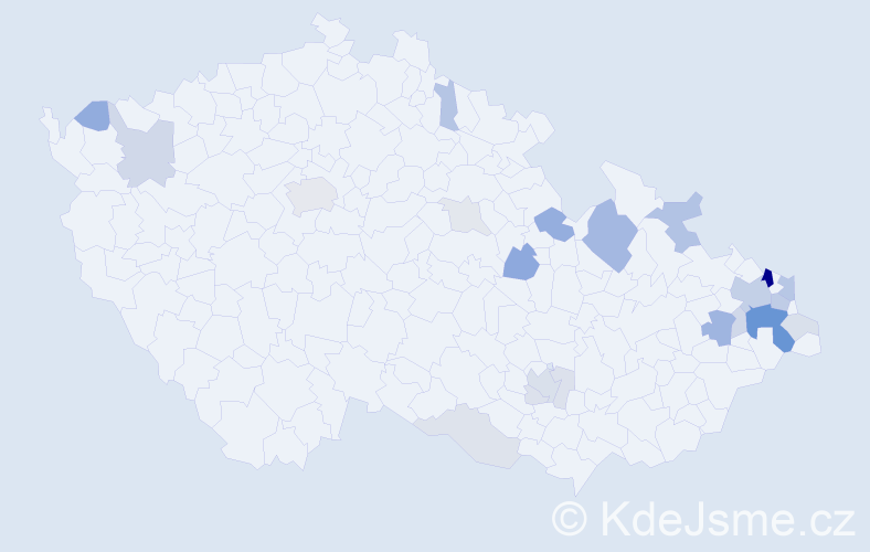 Příjmení: 'Vilčková', počet výskytů 68 v celé ČR