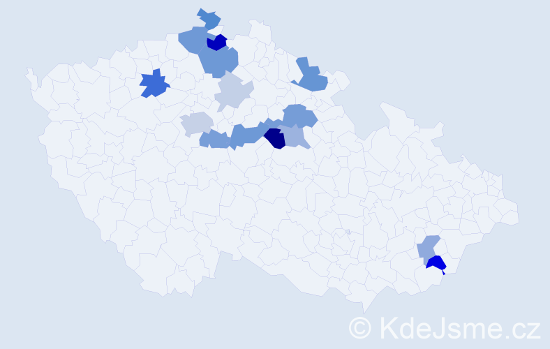 Příjmení: 'Skohoutilová', počet výskytů 43 v celé ČR