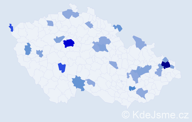Příjmení: 'Lazor', počet výskytů 64 v celé ČR