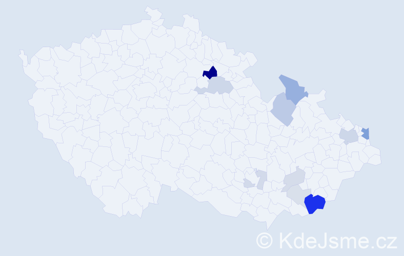 Příjmení: 'Miškářová', počet výskytů 33 v celé ČR