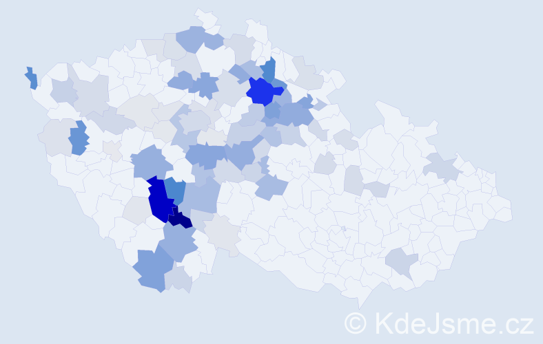 Příjmení: 'Kuntová', počet výskytů 290 v celé ČR