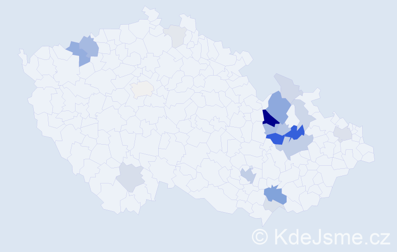 Příjmení: 'Vrtková', počet výskytů 63 v celé ČR