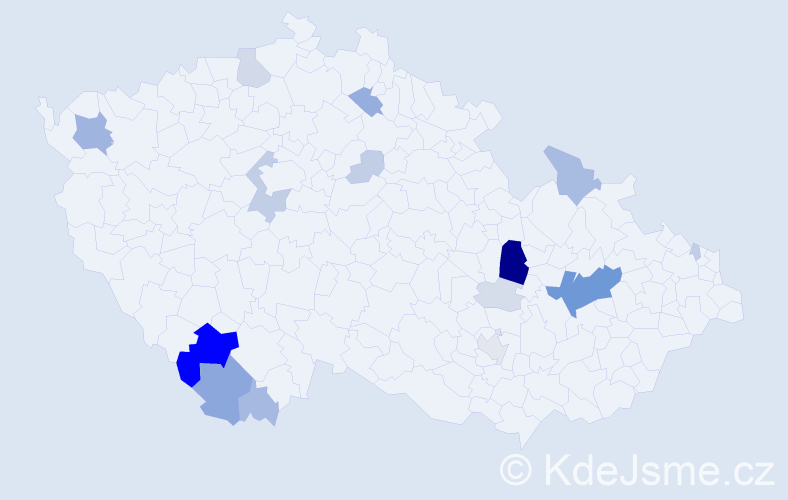 Příjmení: 'Pocklan', počet výskytů 53 v celé ČR