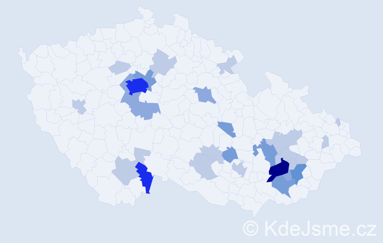Příjmení: 'Nehoda', počet výskytů 66 v celé ČR