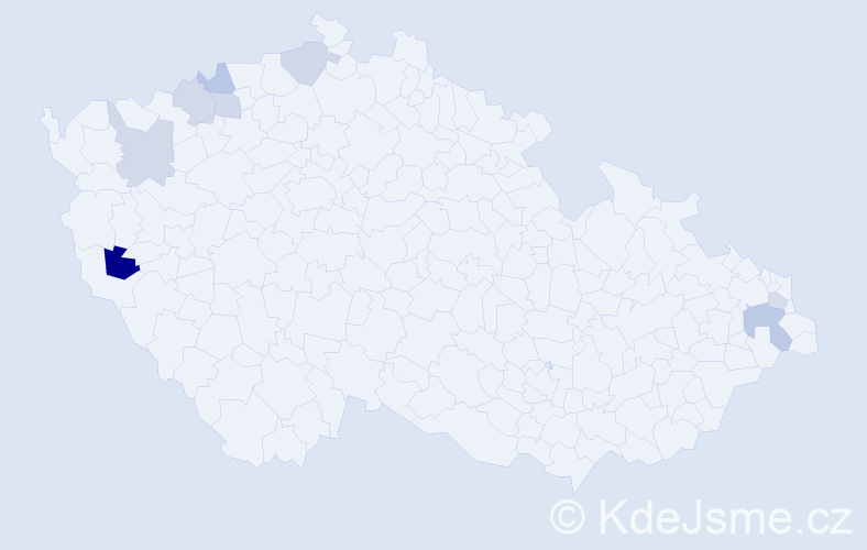 Příjmení: 'Prihodová', počet výskytů 11 v celé ČR