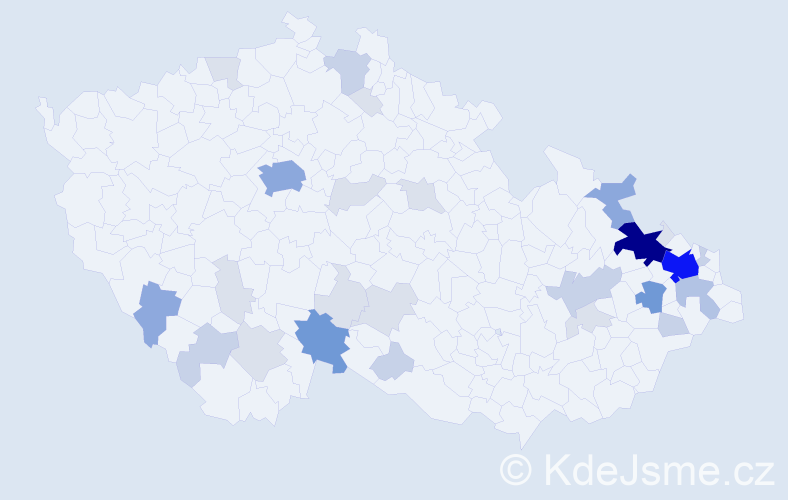Příjmení: 'Balová', počet výskytů 97 v celé ČR