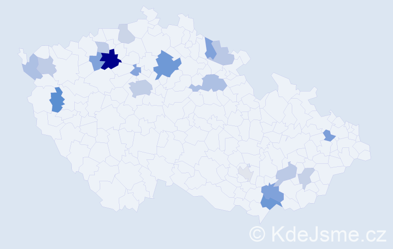 Příjmení: 'Kozánek', počet výskytů 39 v celé ČR