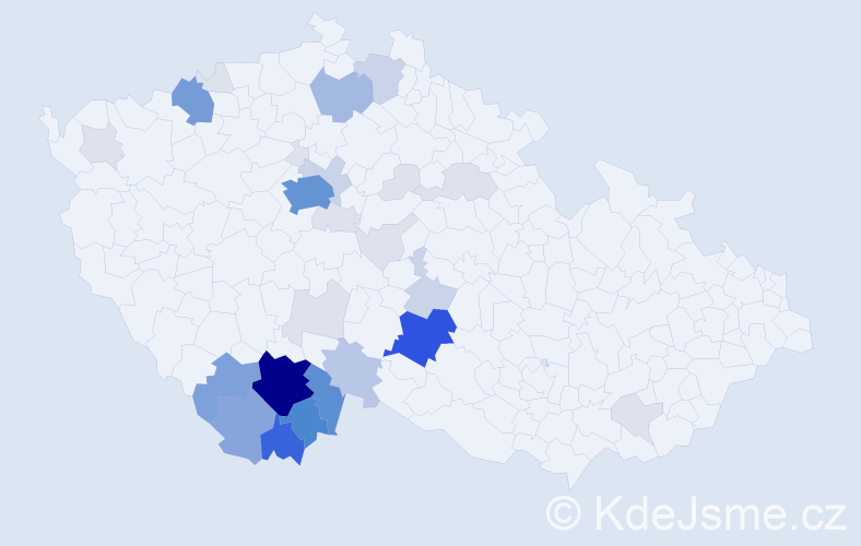 Příjmení: 'Čutka', počet výskytů 134 v celé ČR
