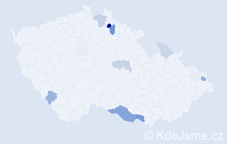 Příjmení: 'Komada', počet výskytů 31 v celé ČR