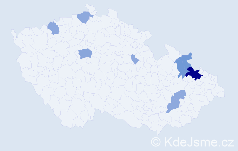 Příjmení: 'Bartkovská', počet výskytů 23 v celé ČR