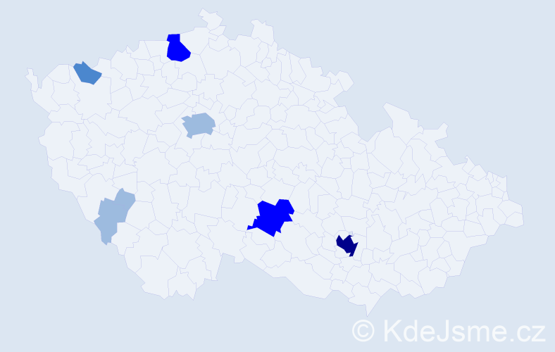 Příjmení: 'Breindl', počet výskytů 15 v celé ČR