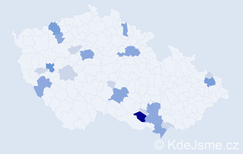 Příjmení: 'Tropp', počet výskytů 64 v celé ČR