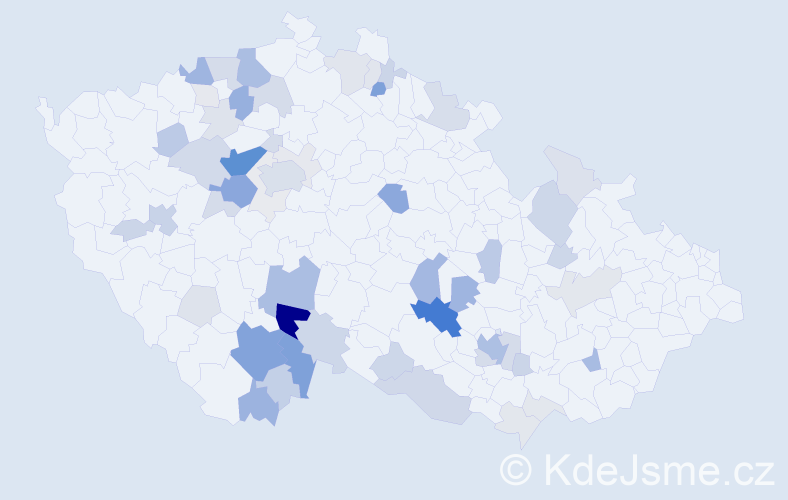 Příjmení: 'Kostečková', počet výskytů 197 v celé ČR