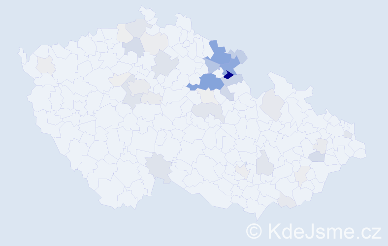 Příjmení: 'Zákravská', počet výskytů 144 v celé ČR