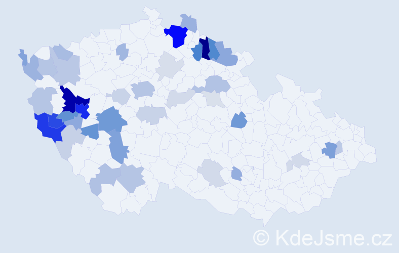 Příjmení: 'Koptík', počet výskytů 134 v celé ČR