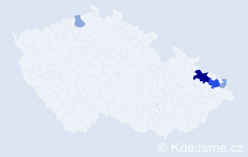 Příjmení: 'Tolochová', počet výskytů 17 v celé ČR