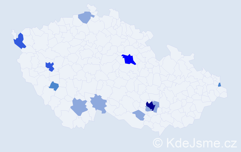 Příjmení: 'Mácalová', počet výskytů 24 v celé ČR