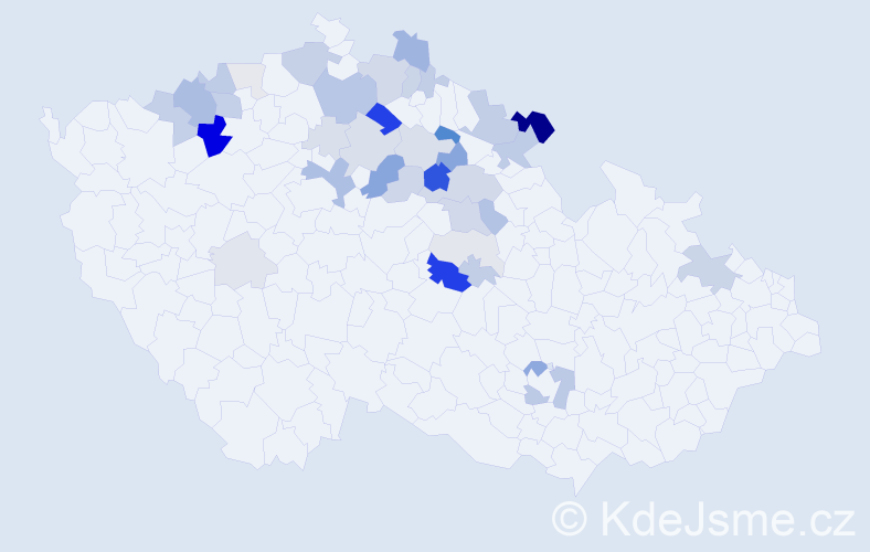 Příjmení: 'Štejnar', počet výskytů 107 v celé ČR