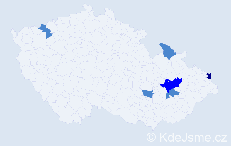 Příjmení: 'Rendár', počet výskytů 9 v celé ČR