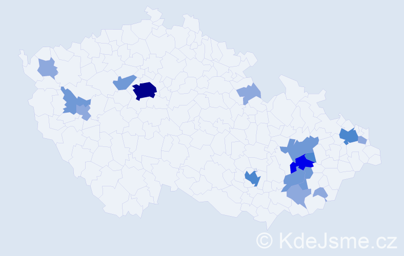 Příjmení: 'Obadálková', počet výskytů 38 v celé ČR