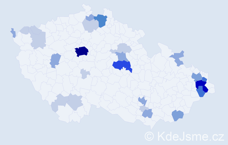 Příjmení: 'Kopčák', počet výskytů 74 v celé ČR