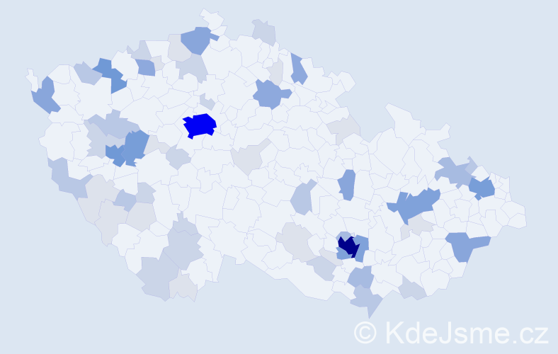 Příjmení: 'Kilian', počet výskytů 206 v celé ČR
