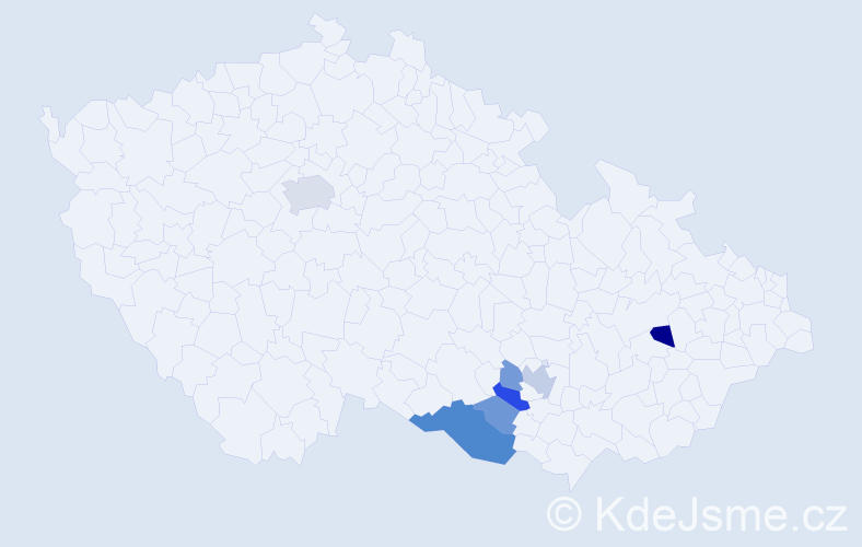 Příjmení: 'Hussová', počet výskytů 18 v celé ČR