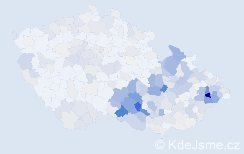 Příjmení: 'Jurková', počet výskytů 1085 v celé ČR