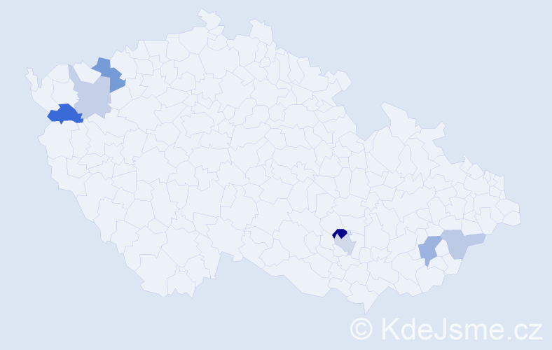 Příjmení: 'Kandelová', počet výskytů 13 v celé ČR