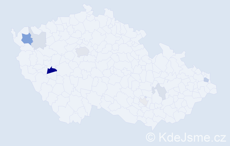 Příjmení: 'Szakosová', počet výskytů 19 v celé ČR