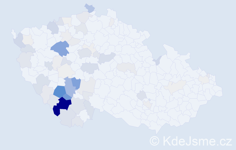 Příjmení: 'Kubička', počet výskytů 281 v celé ČR