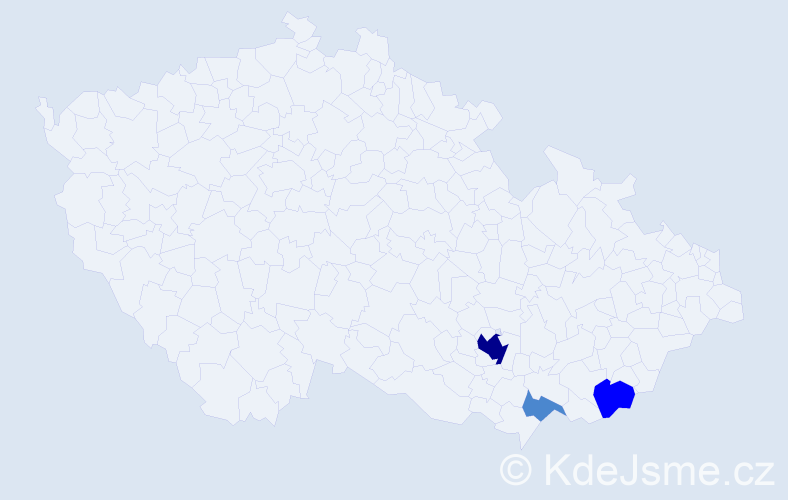 Příjmení: 'Dudáčová', počet výskytů 6 v celé ČR