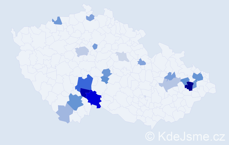 Příjmení: 'Vosol', počet výskytů 64 v celé ČR