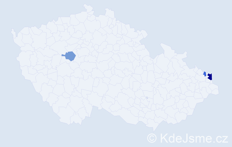 Příjmení: 'Rúber', počet výskytů 6 v celé ČR