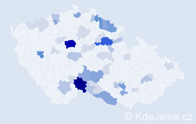 Příjmení: 'Krafková', počet výskytů 134 v celé ČR