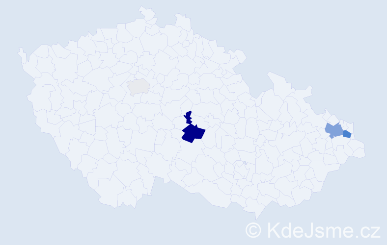 Příjmení: 'Košmider', počet výskytů 15 v celé ČR