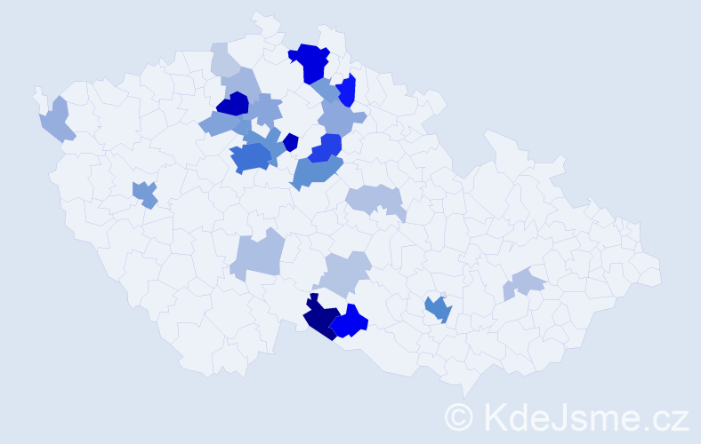 Příjmení: 'Slyvka', počet výskytů 92 v celé ČR