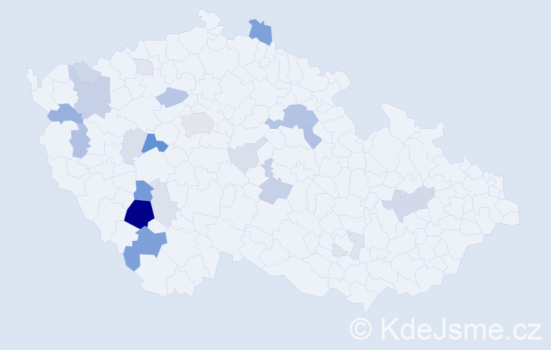 Příjmení: 'Bažatová', počet výskytů 68 v celé ČR