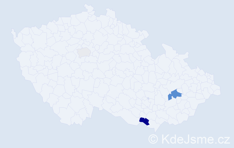 Příjmení: 'Kavulová', počet výskytů 10 v celé ČR